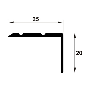 Profil treapta cu caneluri, 20x25 mm, 2,7 m, argintiu lucios