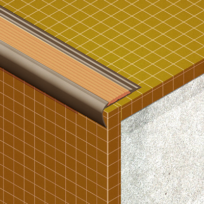 Profil treapta cu insertie PVC, 25,5x48 mm, 2,5 m, bronz  satinat