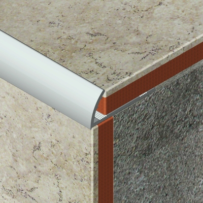 Coltar faianta, colt exterior, 10 mm, aluminiu, argintiu satinat