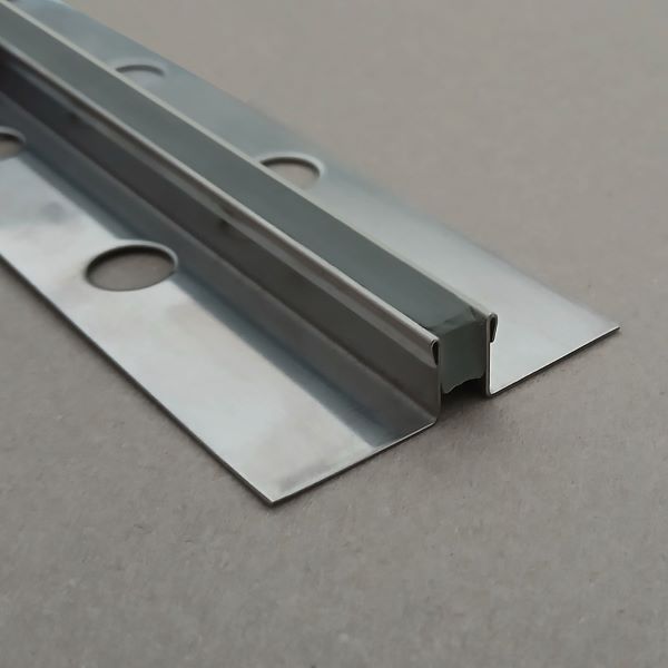 Profil dilatatie din inox, A=10mm, cu insertie din cauciuc gri inchis