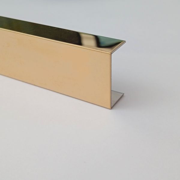 Profil decorativ tip U din inox, 20x8 mm, finisaj inox auriu oglinda