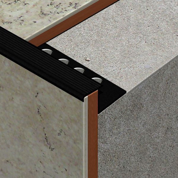 Profil treapta antiderapant, 12x22 mm, 2,5 m, negru