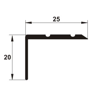 Profil treapta cu caneluri, 25x20 mm, 2,7 m,ulm