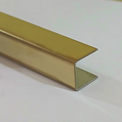 Profil decorativ tip U din inox, 10x10 mm, finisaj inox auriu oglinda