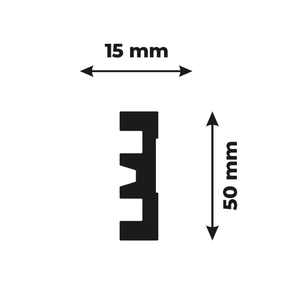 Bagheta de perete din duropolimer, 50x15 mm, lungime 2m