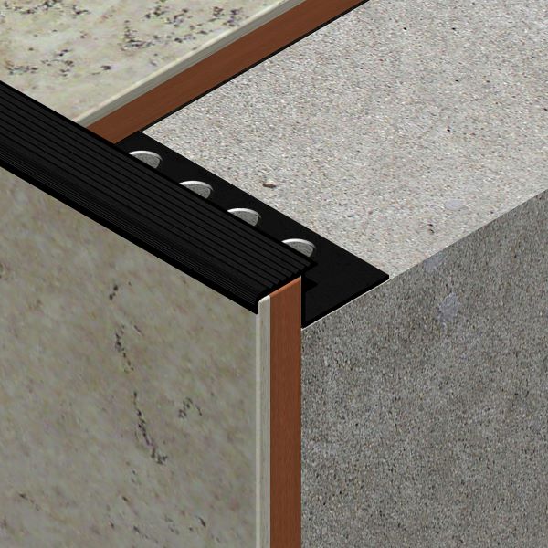 Profil treapta antiderapant, 10x16 mm, 2,5 m, negru