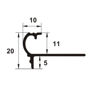 Profil treapta rotunjit, 10x11 mm, 2,7 m, bronz satinat