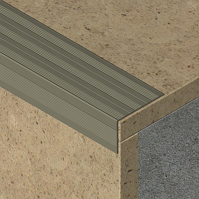 Profil treapta antiderapant, 41x25 mm, 2,7 m, bronz satinat