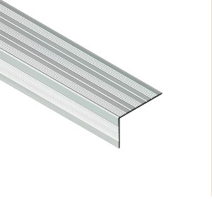 Profil treapta cu rizuri, 10x25 mm, 2,5 m, argintiu satinat