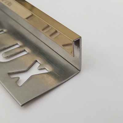 Bagheta dreapta muchii exterioare din inox  A=12mm, finisaj inox auriu oglinda