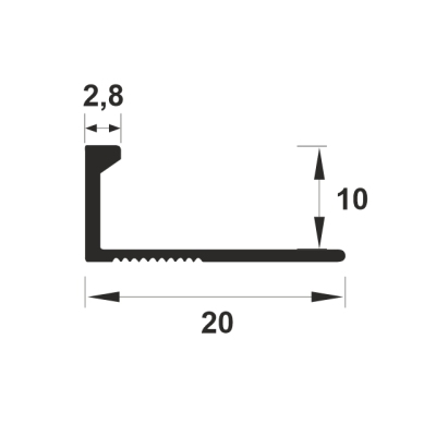 Bagheta dreapta din aluminiu vopsit in camp electrostatic, A=10mm.
