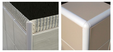 Coltar faianta, profil colt exterior, 10 mm, alb