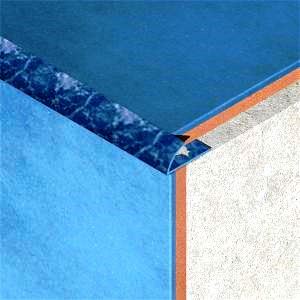 Coltar faianta economic, colt exterior, 10 mm, PVC, 2.7 m, albastru marmorat