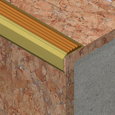 Protectie treapta cu canal insertie, 30x40 mm, 2,7 m, auriu satinat